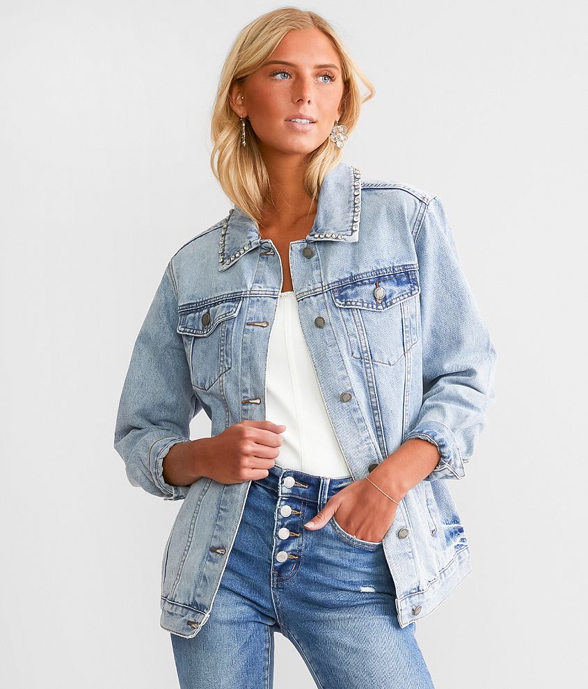 Bling blue jean jacket best sale