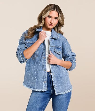 Veveret Rhinestone Denim Jacket front view
