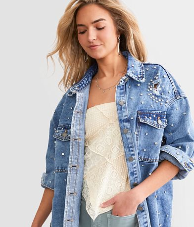 Veveret Rhinestone Denim Jacket front view