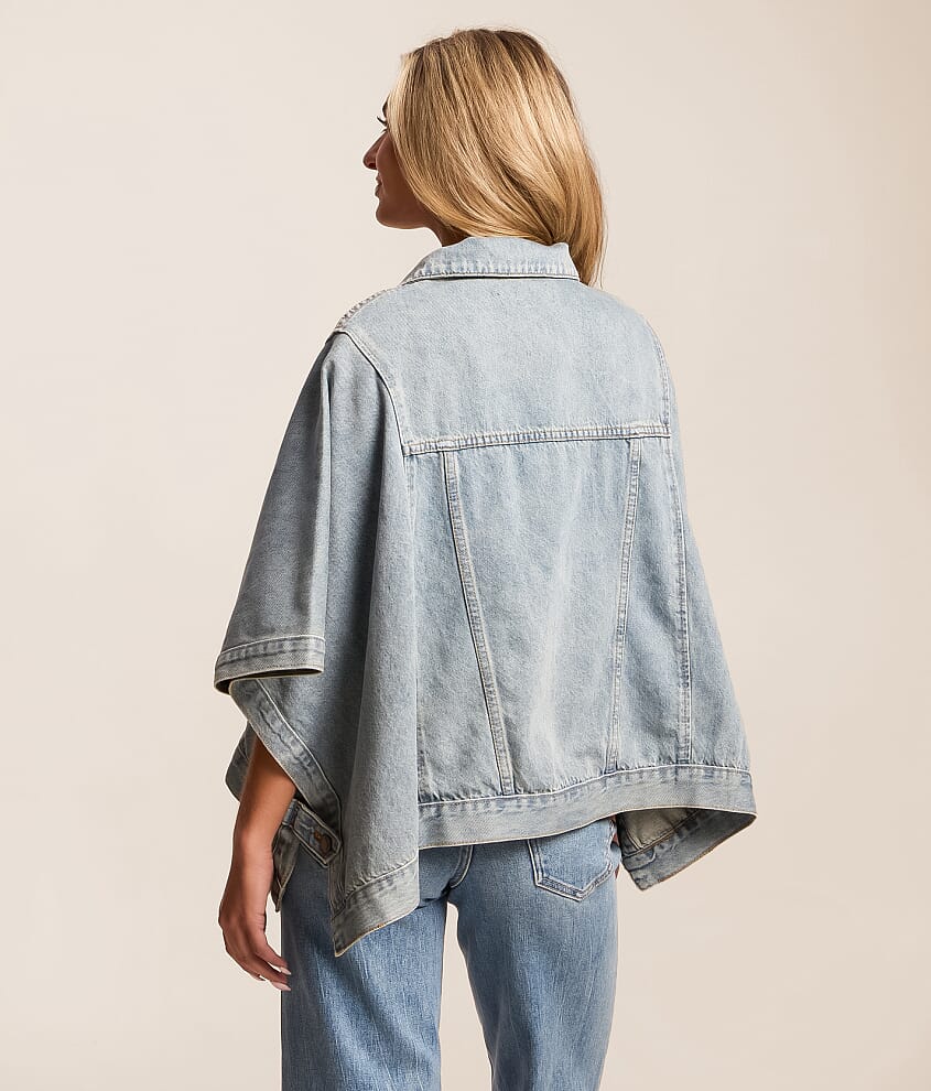 Oversized Denim Poncho Jacket - thumbnail 3