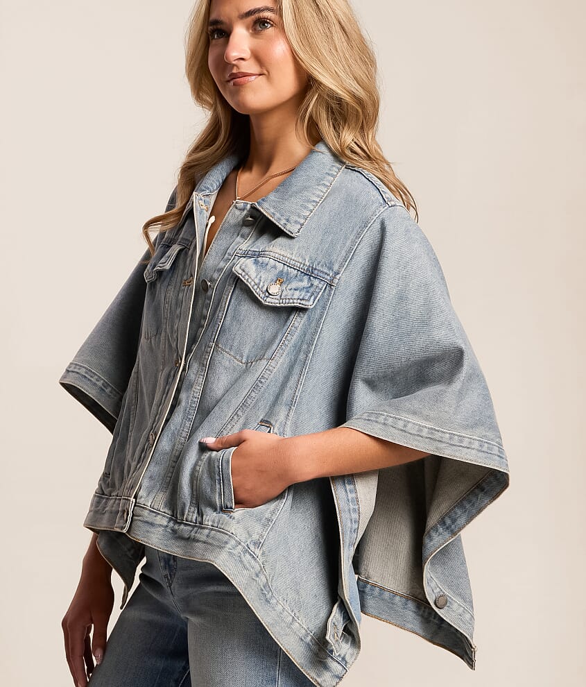 Oversized Denim Poncho Jacket