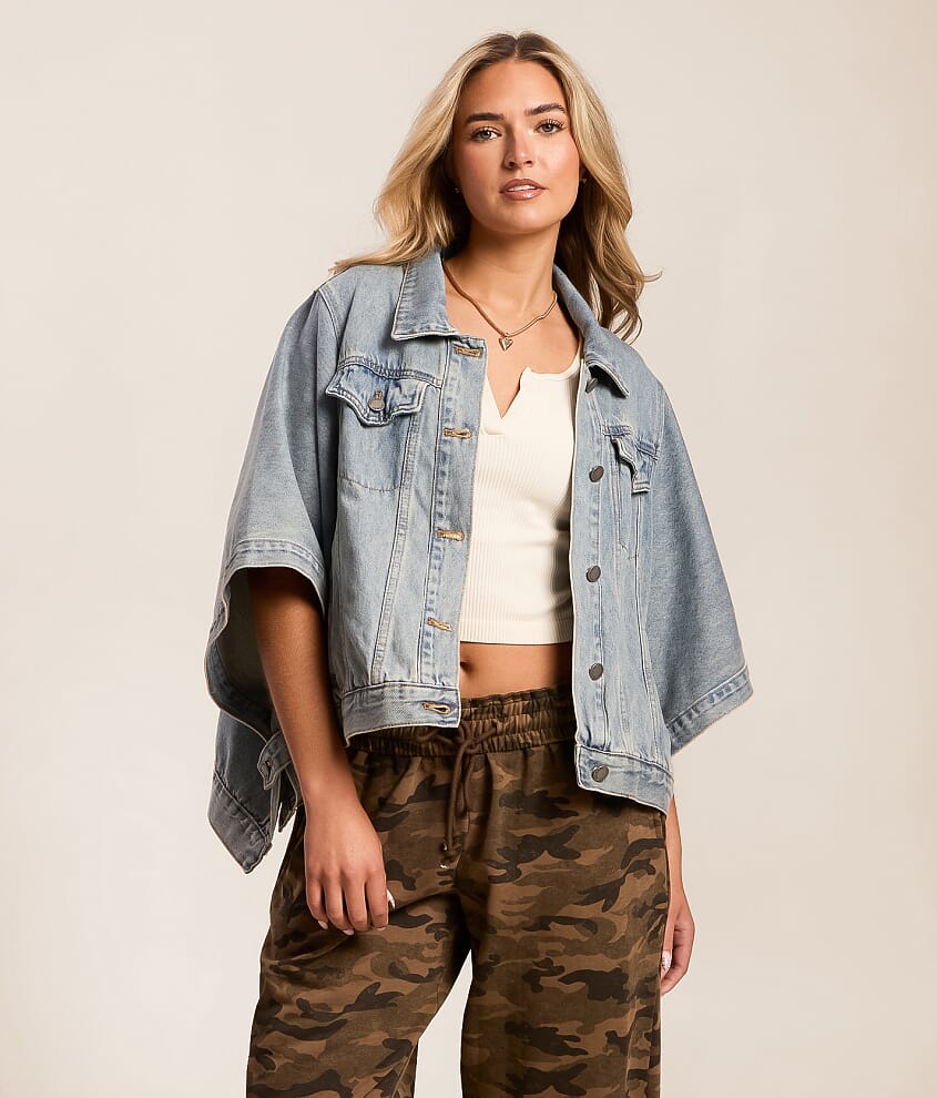 Oversized Denim Poncho Jacket