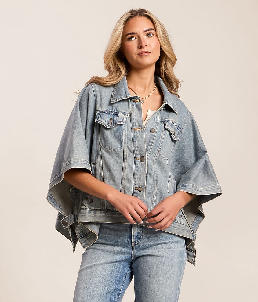 Oversized Denim Poncho Jacket