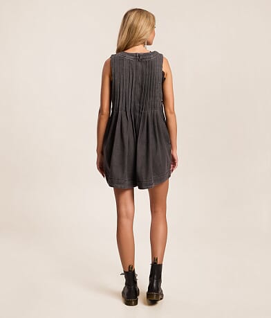 Rhinestone Front Tie Denim Romper thumbnail 2