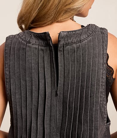 Rhinestone Front Tie Denim Romper thumbnail 4