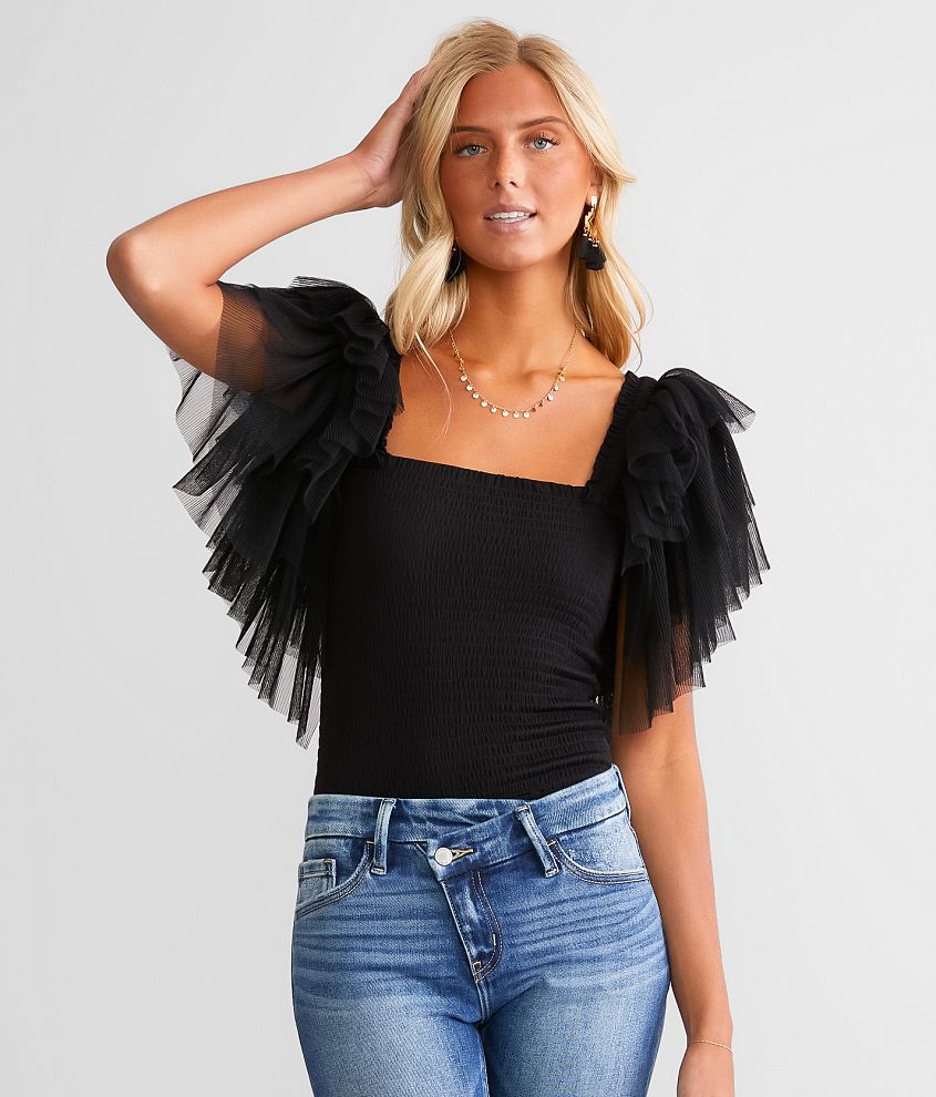 Black Ruffle Bodysuit (3068428)