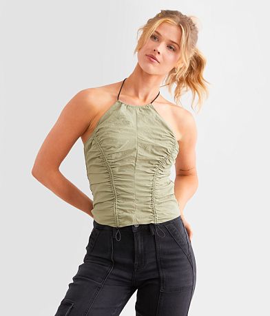 Gilded Intent Cinched Halter Tank Top full left side view
