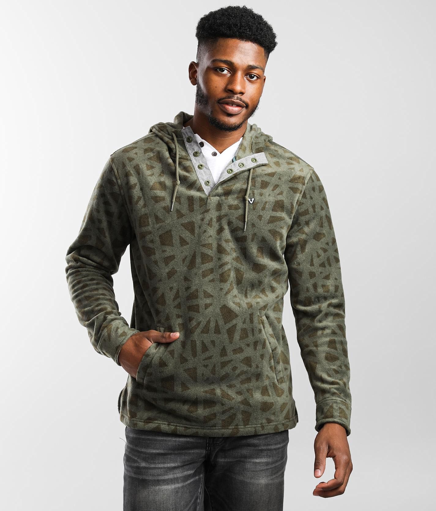 Vissla Eco-zy Fleece Henley Hoodie - Men's Sweatshirts in Surplus