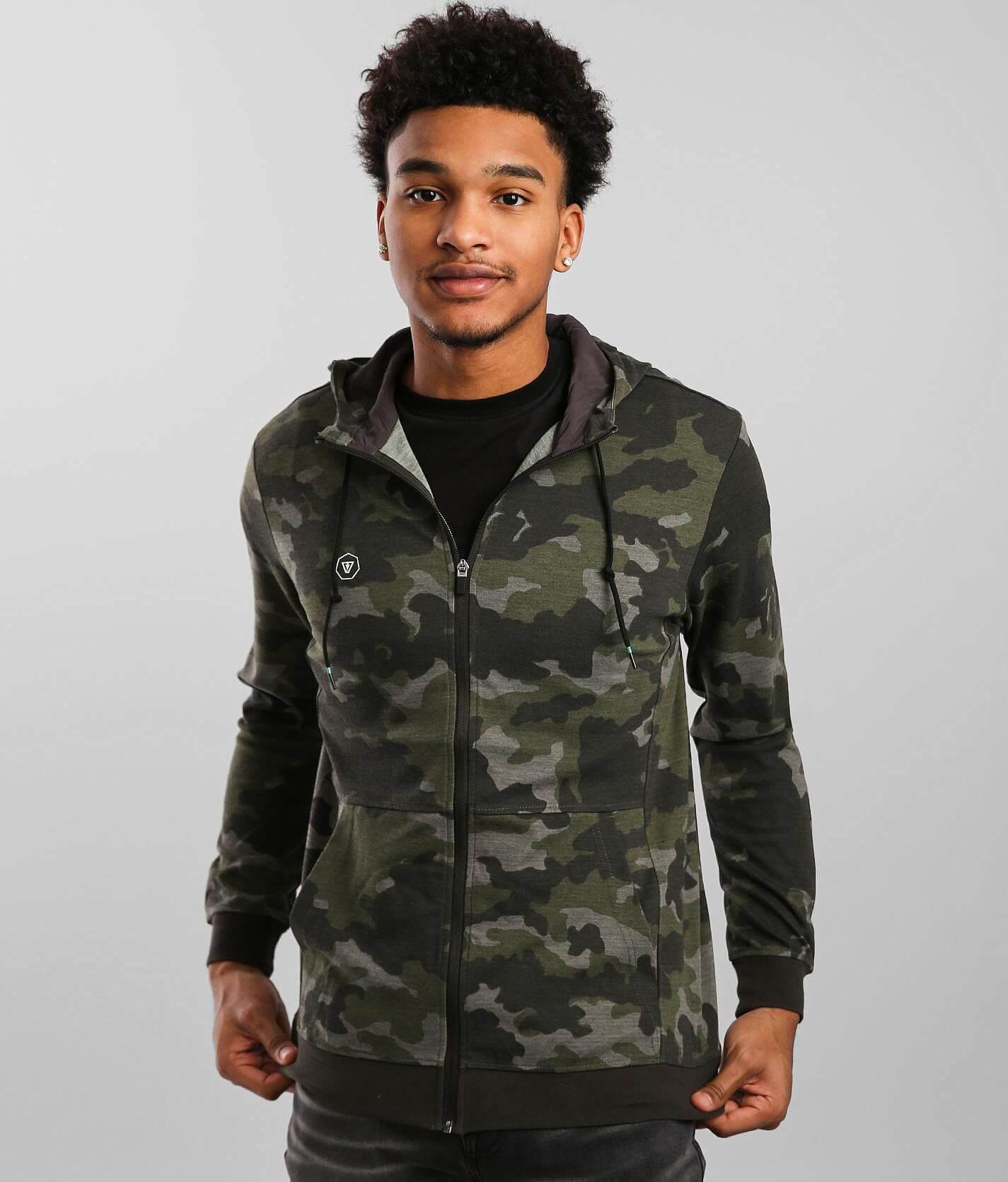 Mens camo zip on sale hoodie