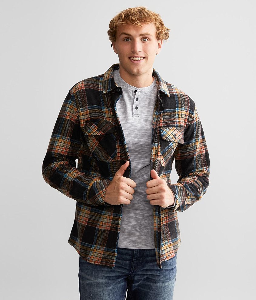 Vissla Polar Fleece Flannel Plaid Shirt front view