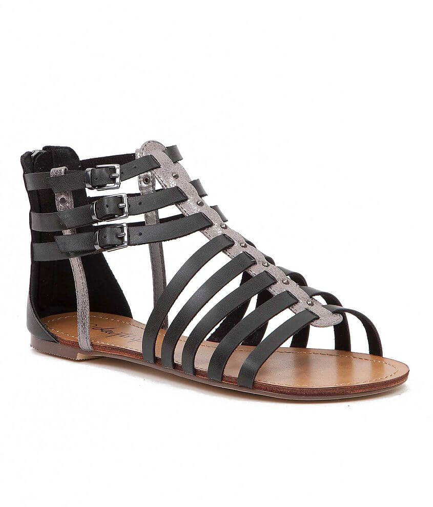 Daytrip Strappy Gladiator Sandal Women's Shoes in Black Pewter Buckle