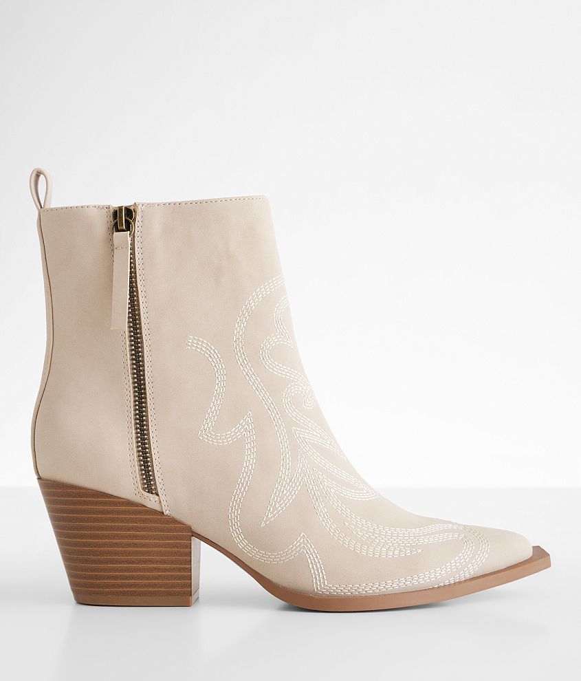 Faux-Suede Western Ankle Boots