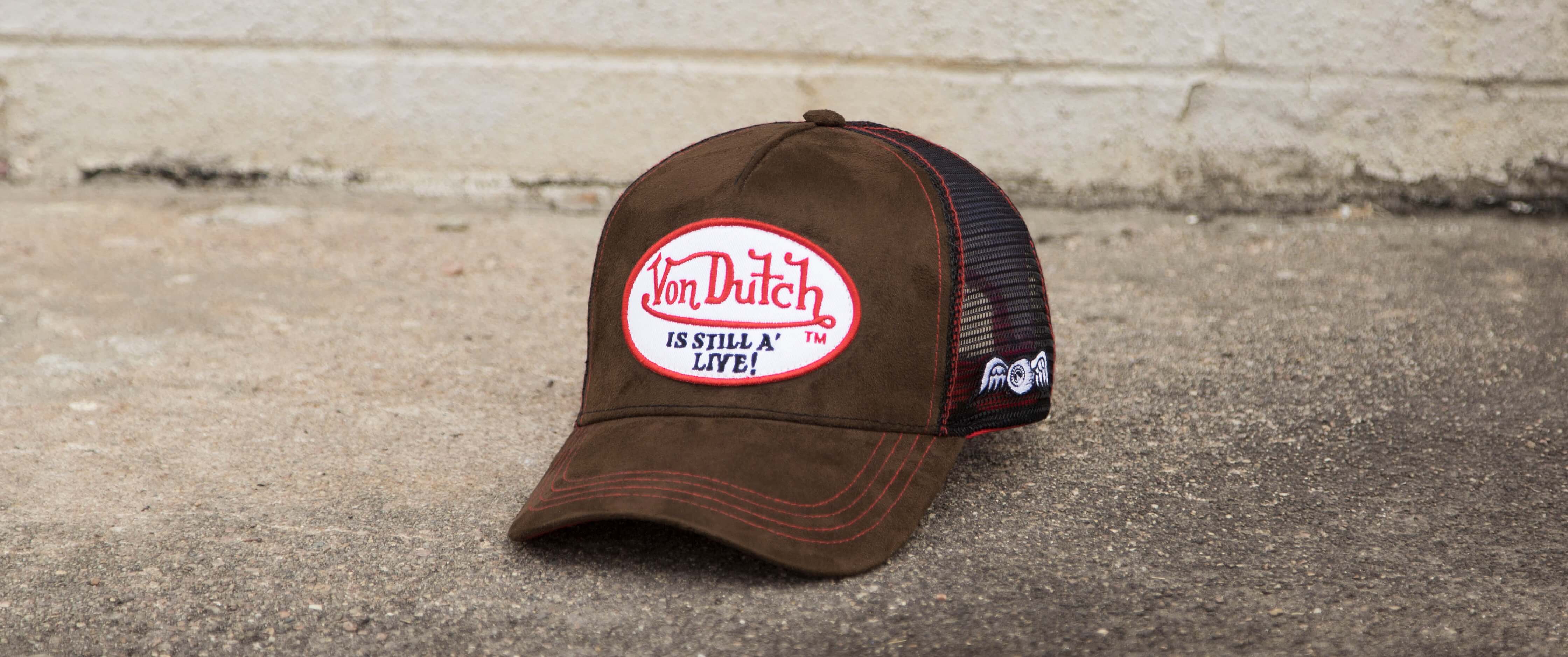 Von Dutch Patches Still Alive Trucker Hat Men's Hats in Leather