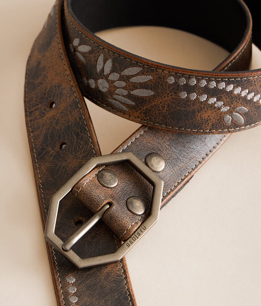 Mohawk Embroidered Leather Belt