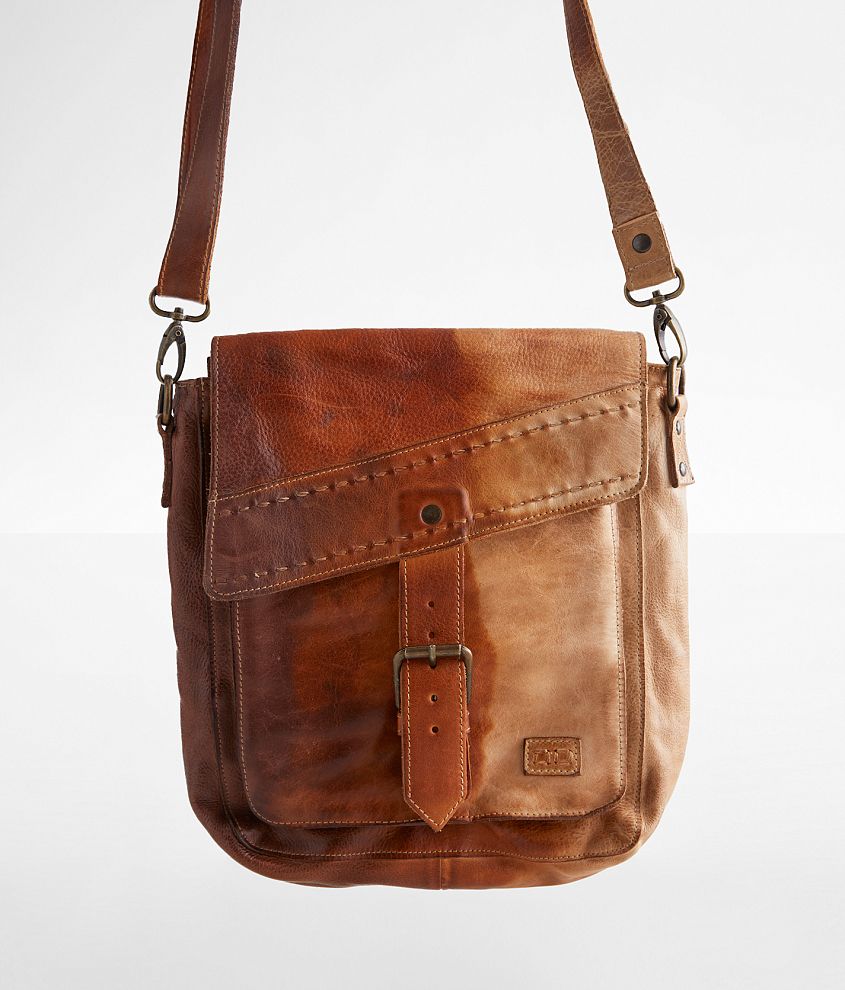 Mini Amelie Distressed Tan Leather Fold-over Messenger Bag 