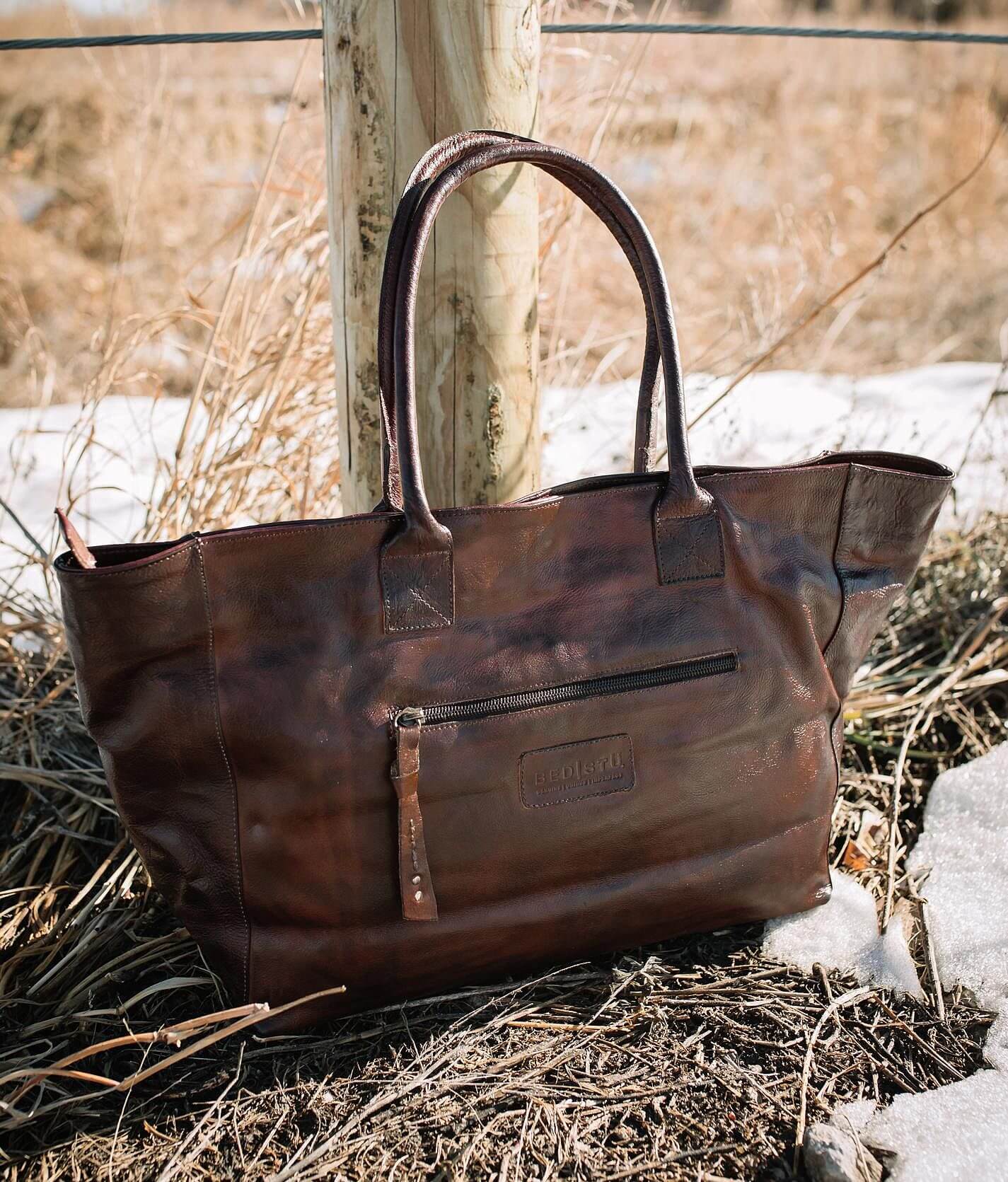 Bed Stu Cersei Leather Tote Women s Bags Wallets in Teak Rustic Buckle