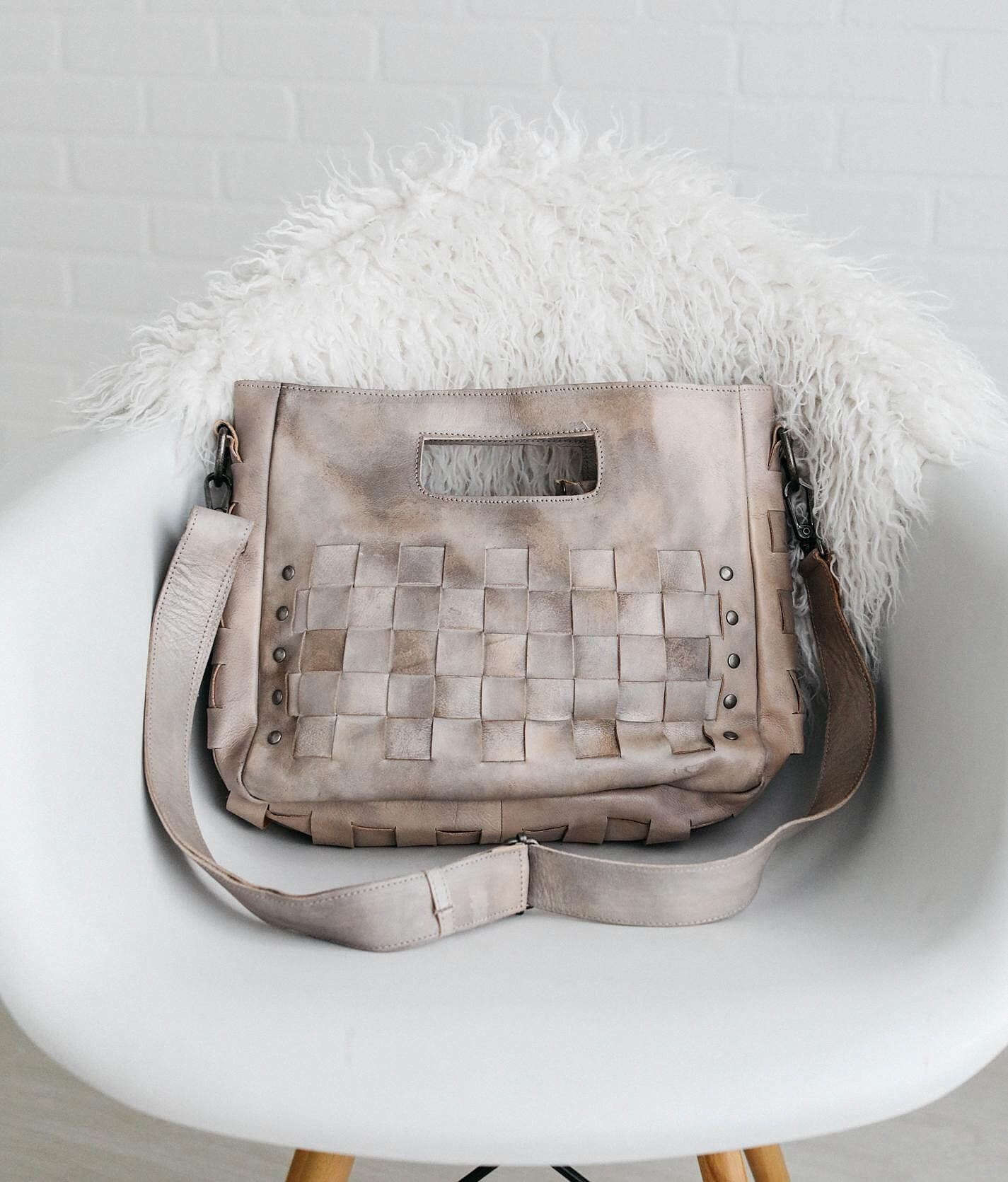 light grey leather bag