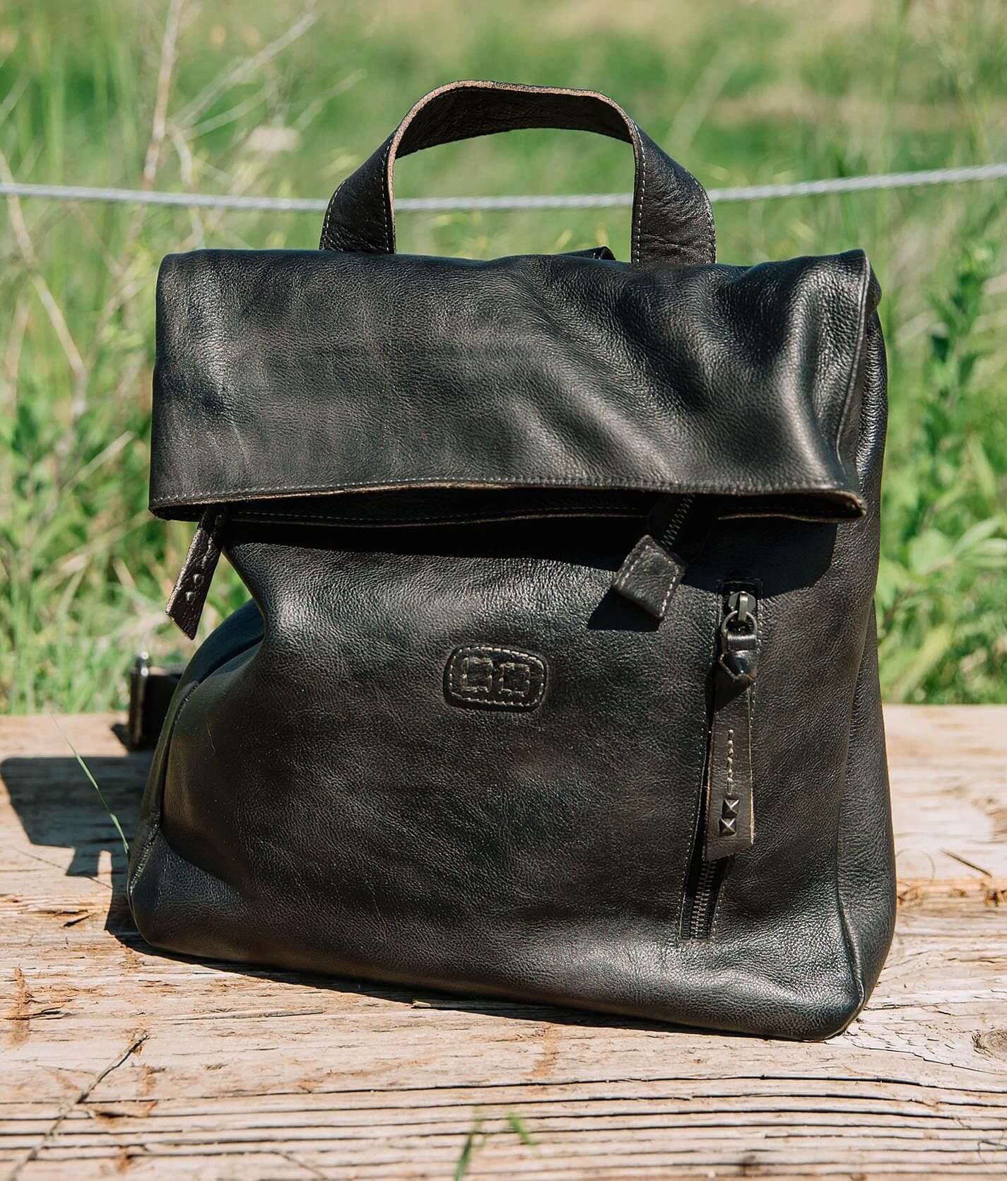 Bed Stu Howie Flapover Leather Backpack - Black Rustic