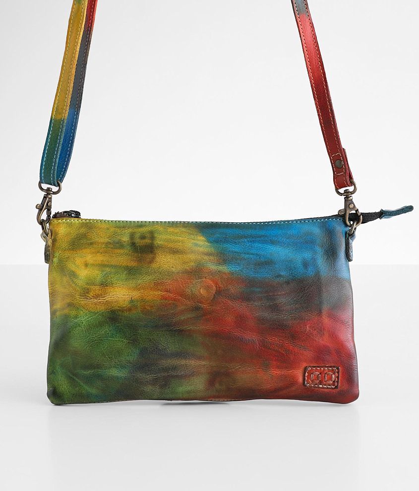 Bed Stu Arena Tie-Dye Leather Crossbody Purse front view