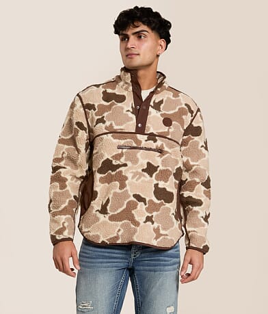 Waggle® Duck Blind Quarter Snap Pullover front view
