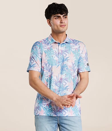 Waggle® Fairway Flamingo Performance Polo front view