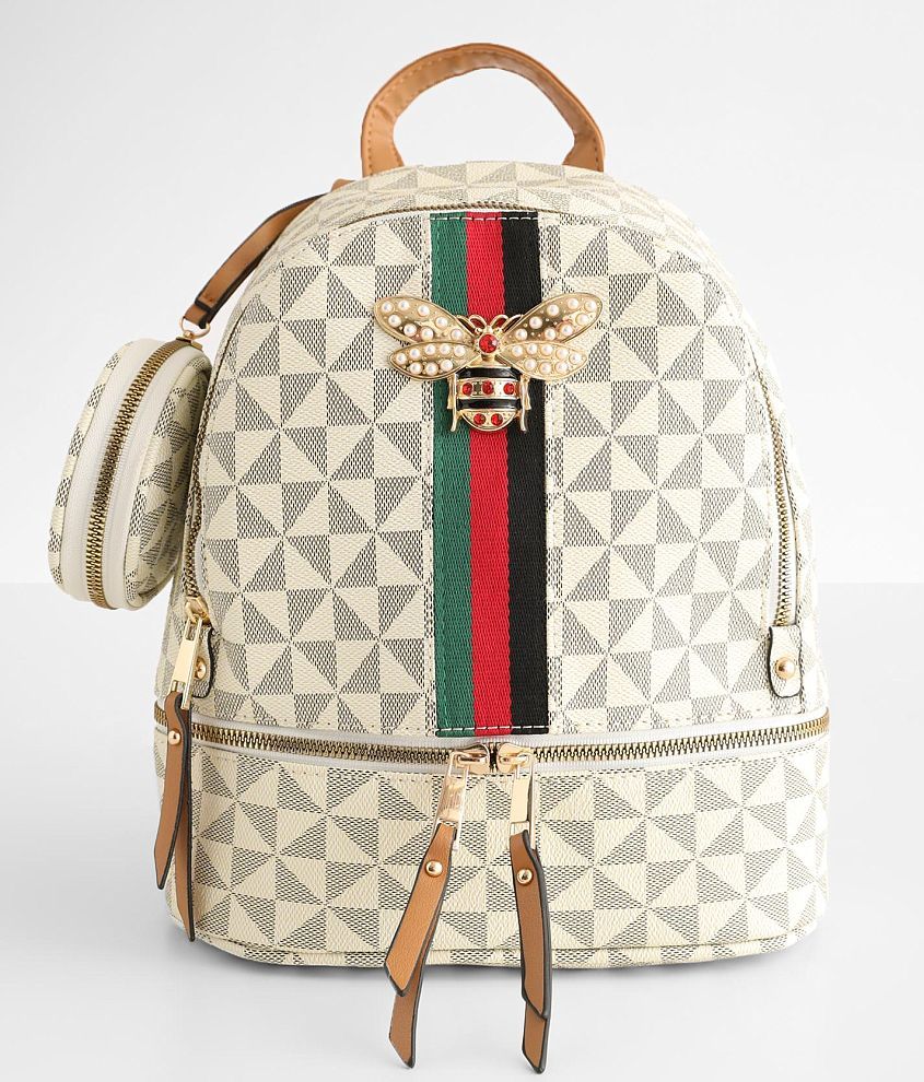 Tyler Rose Checkered Pinwheel Backpack - Women's Bags in White Grey