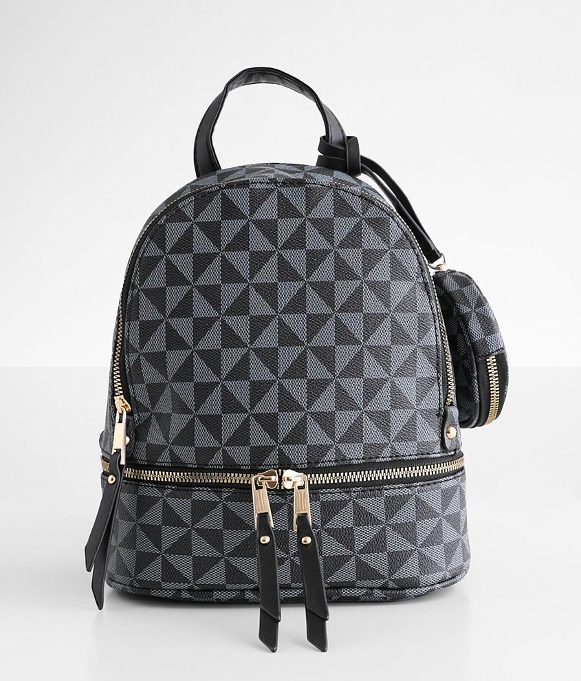 White Checkered Backpack Purse