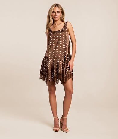 Satin Polka Dot Mini Dress thumbnail 2