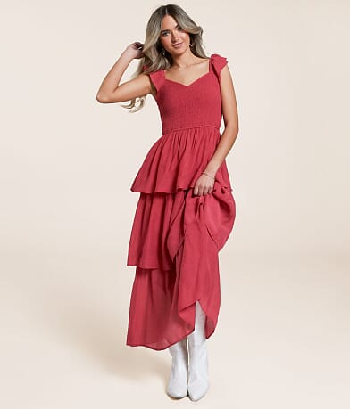 Willow & Root Tiered Midi Dress front view