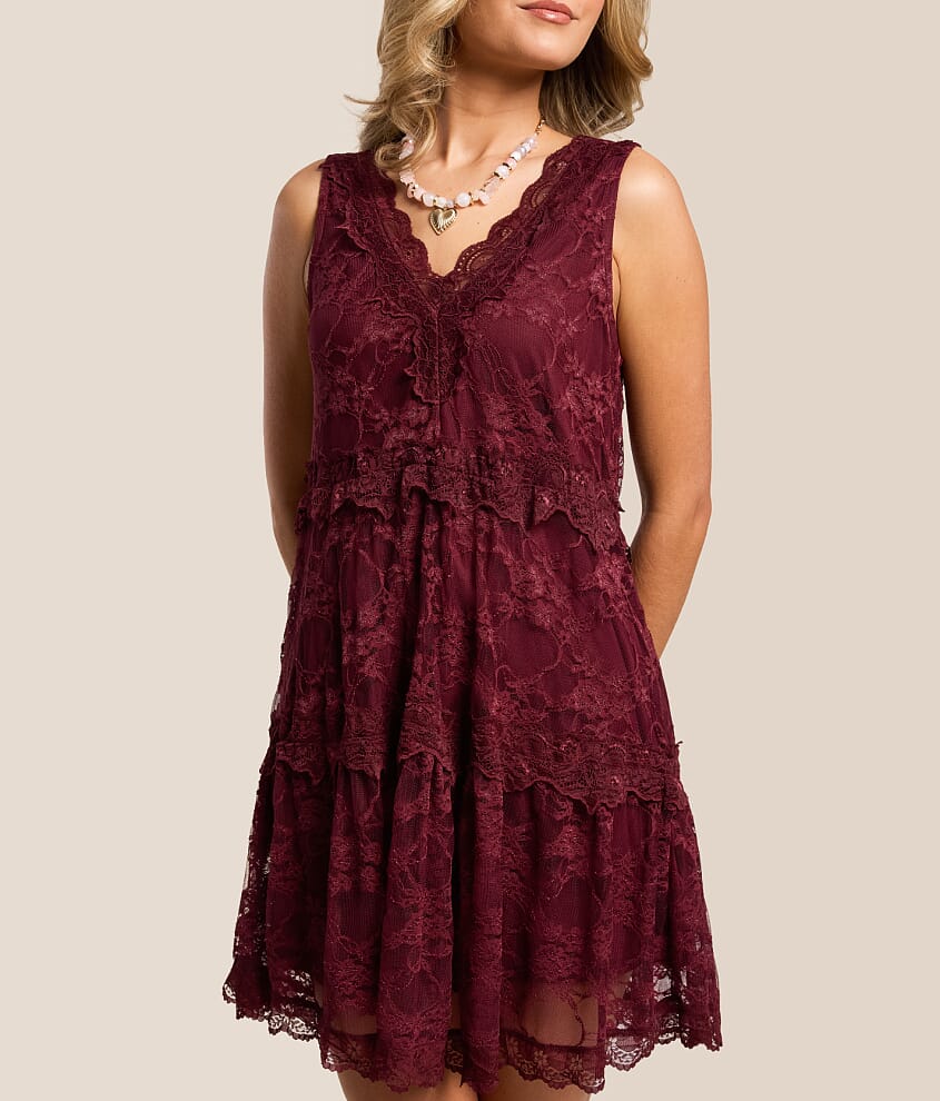 Lace Tiered Mini Dress