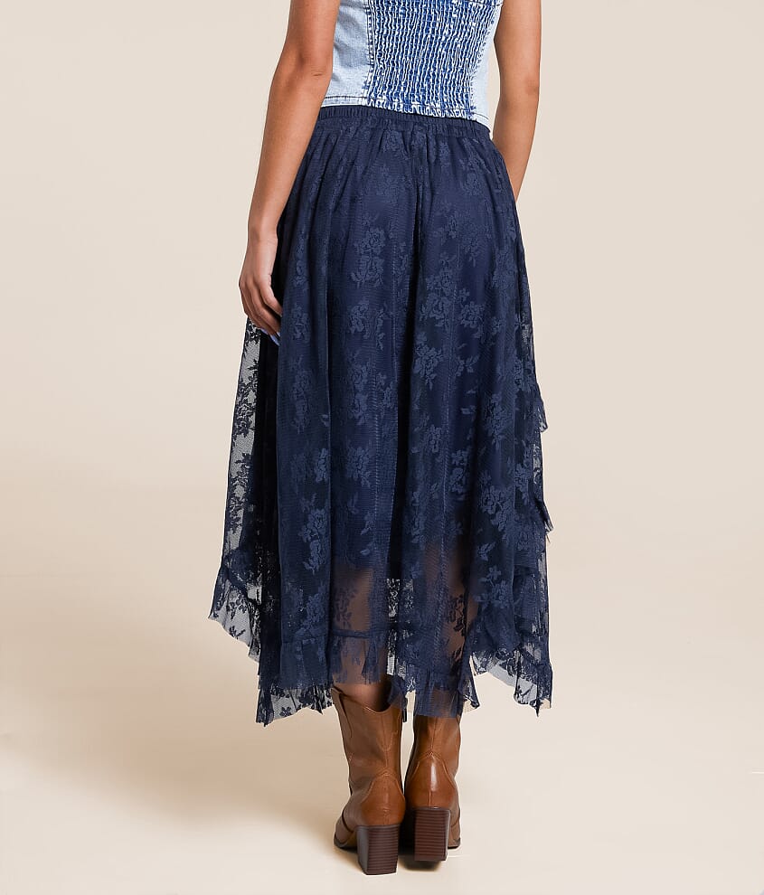 Floral Lace Tiered Maxi Skirt