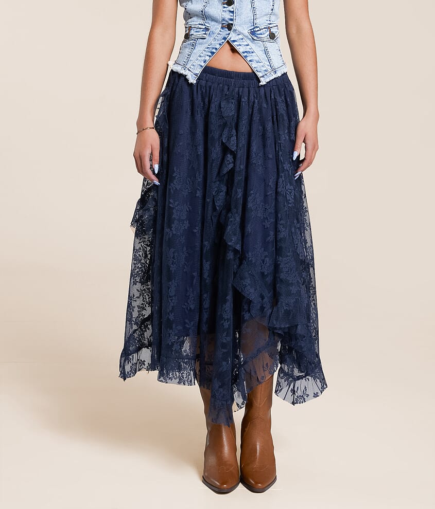 Floral Lace Tiered Maxi Skirt
