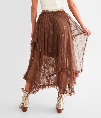 BaeVely Tiered Lace Maxi Skirt BACK