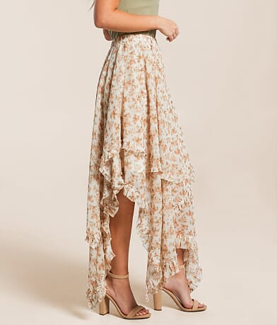 BaeVely Floral Tiered Midi Skirt FULL_RIGHT_SIDE