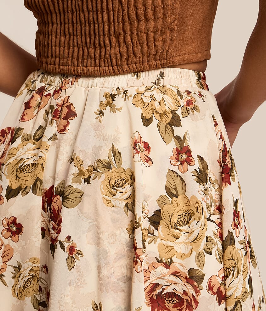 Chiffon Floral Midi Skirt