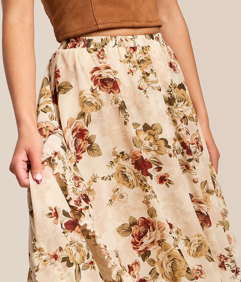 Chiffon Floral Midi Skirt