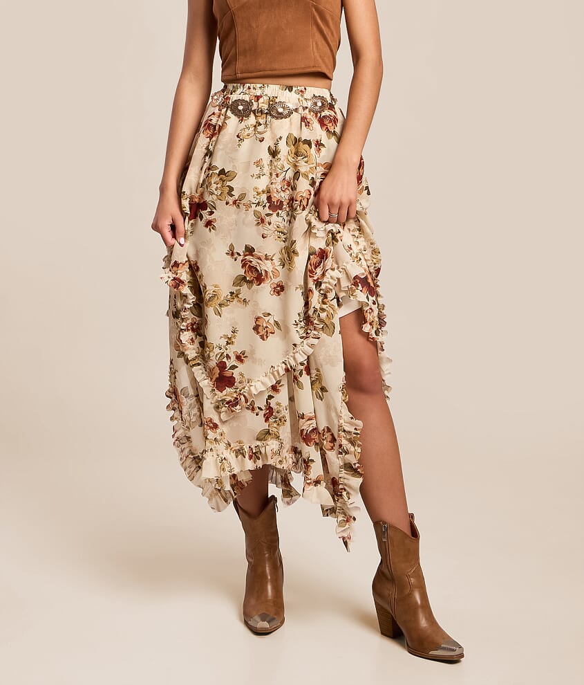Chiffon Floral Midi Skirt