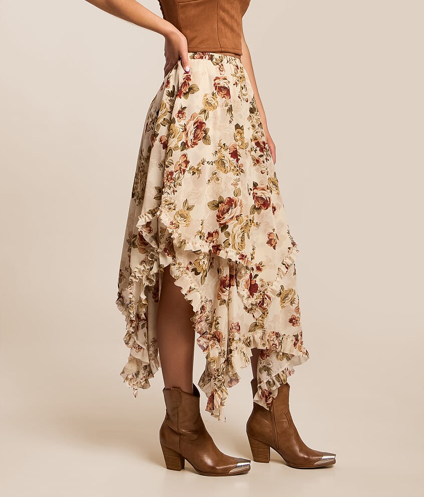Chiffon Floral Midi Skirt