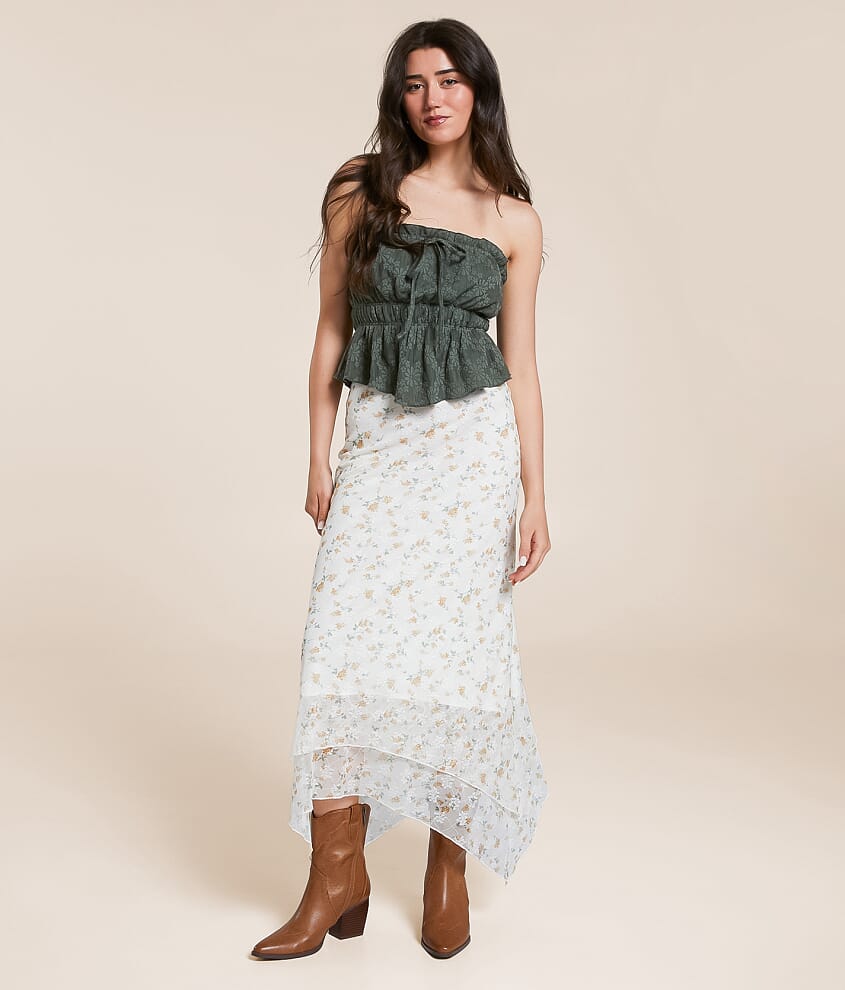 Floral Lace Midi Skirt