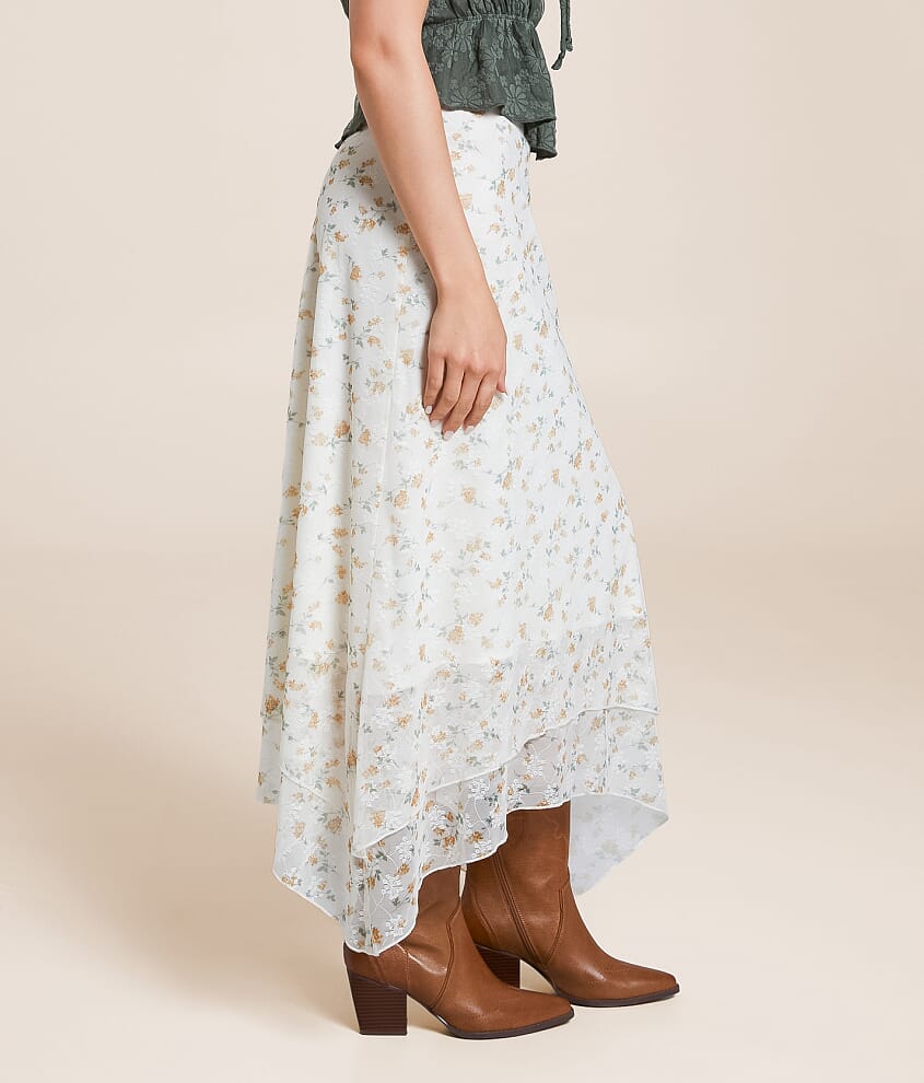 Floral Lace Midi Skirt