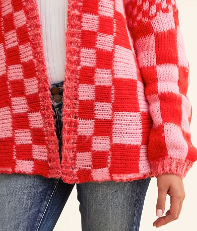 BaeVely Checkered Cardigan Sweater misc detail 1 view
