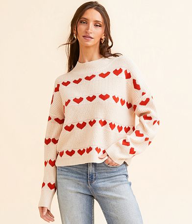 BaeVely Heart Striped Sweater front view