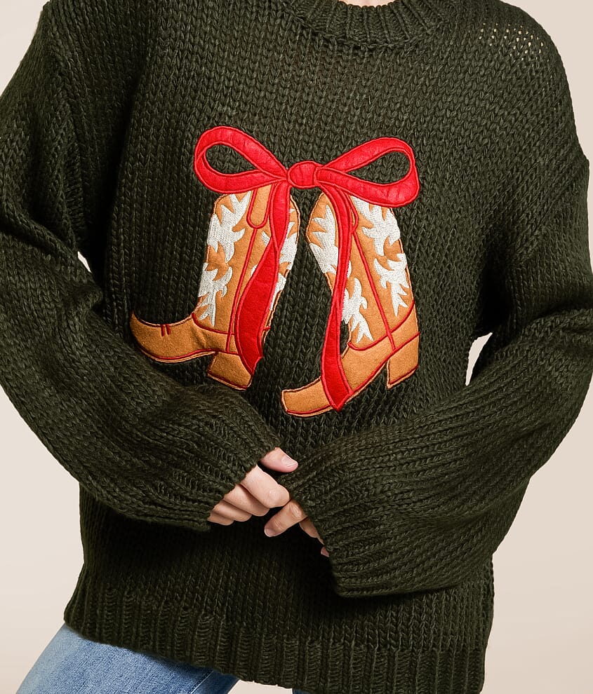 Cowboy Boot Oversized Knit Sweater