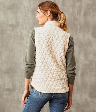 Buckle Black Quilted Vest back view