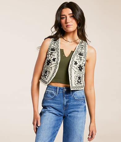 Polagram Floral Quilted Vest front view