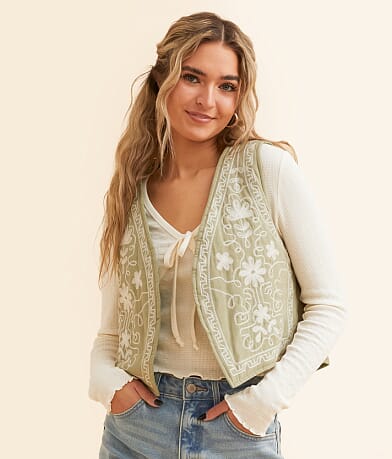 Polagram Floral Quilted Vest front view