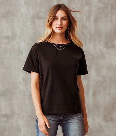 Buckle Black Ribbed Top FULL_RIGHT_SIDE