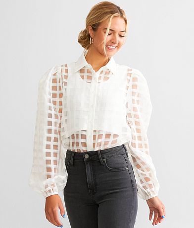 Polagram Sheer Lattice Blouse front view