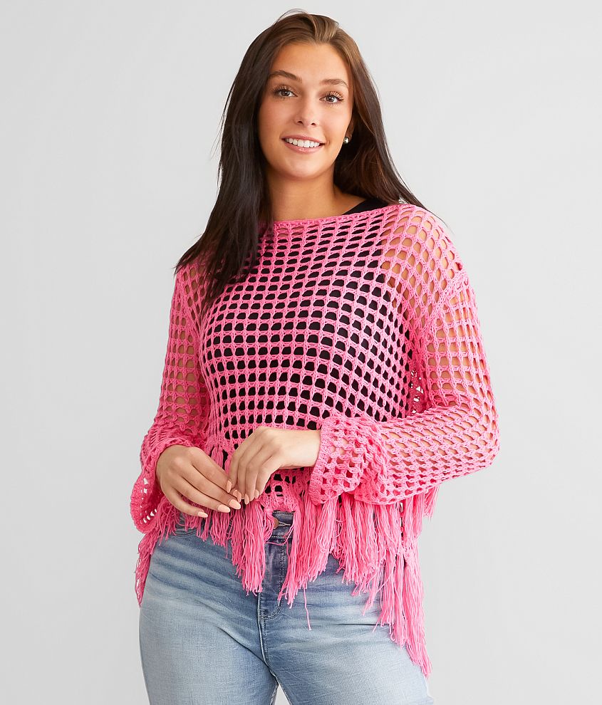 Pink fringe outlet sweater