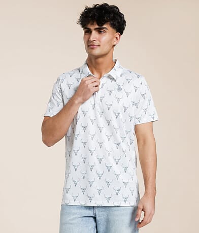Rock & Roll Denim Longhorn Performance Stretch Polo front view